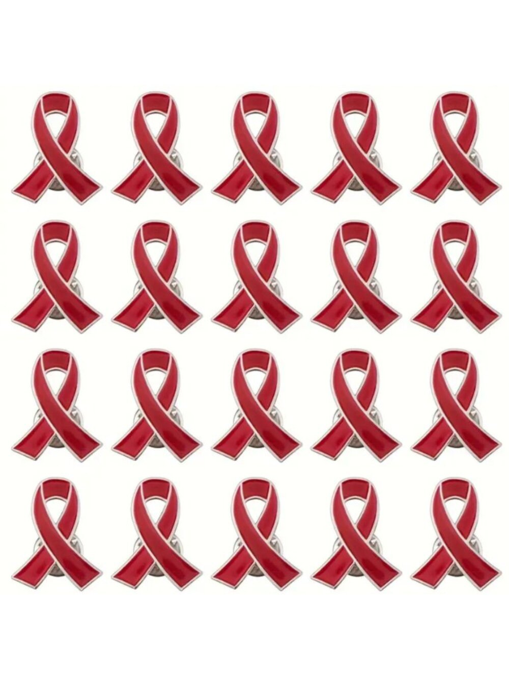 20PCS Red Awareness Ribbon Heart Charms Enamel Alloy Pendants for Jewelry Making